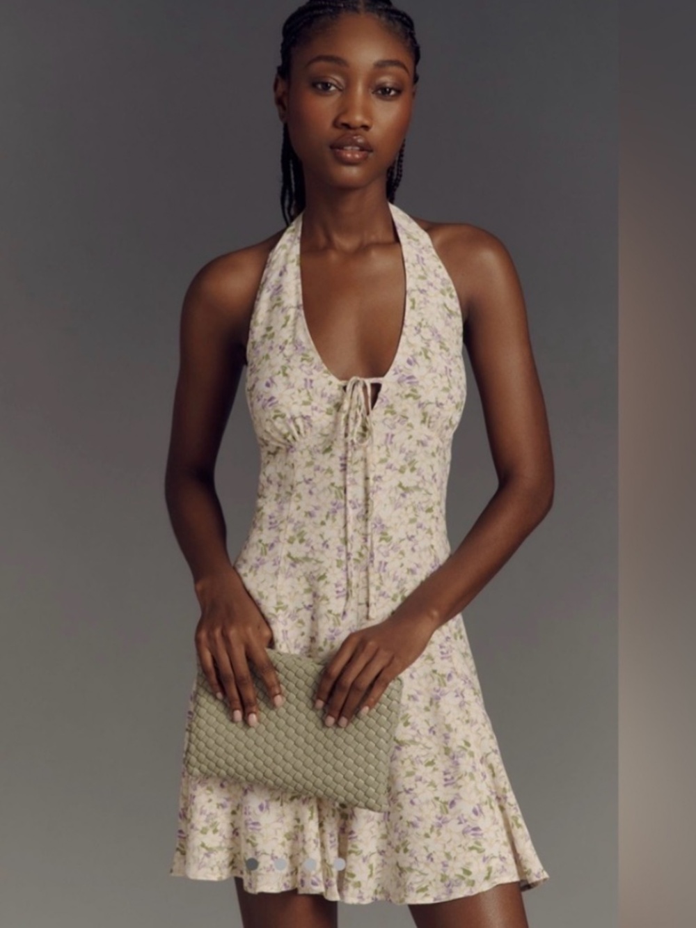 Maeve | Floral Halter Sundress in Cream and Lavender